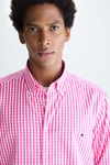 Gingham check poplin shirt