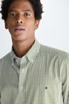 Gingham check poplin shirt