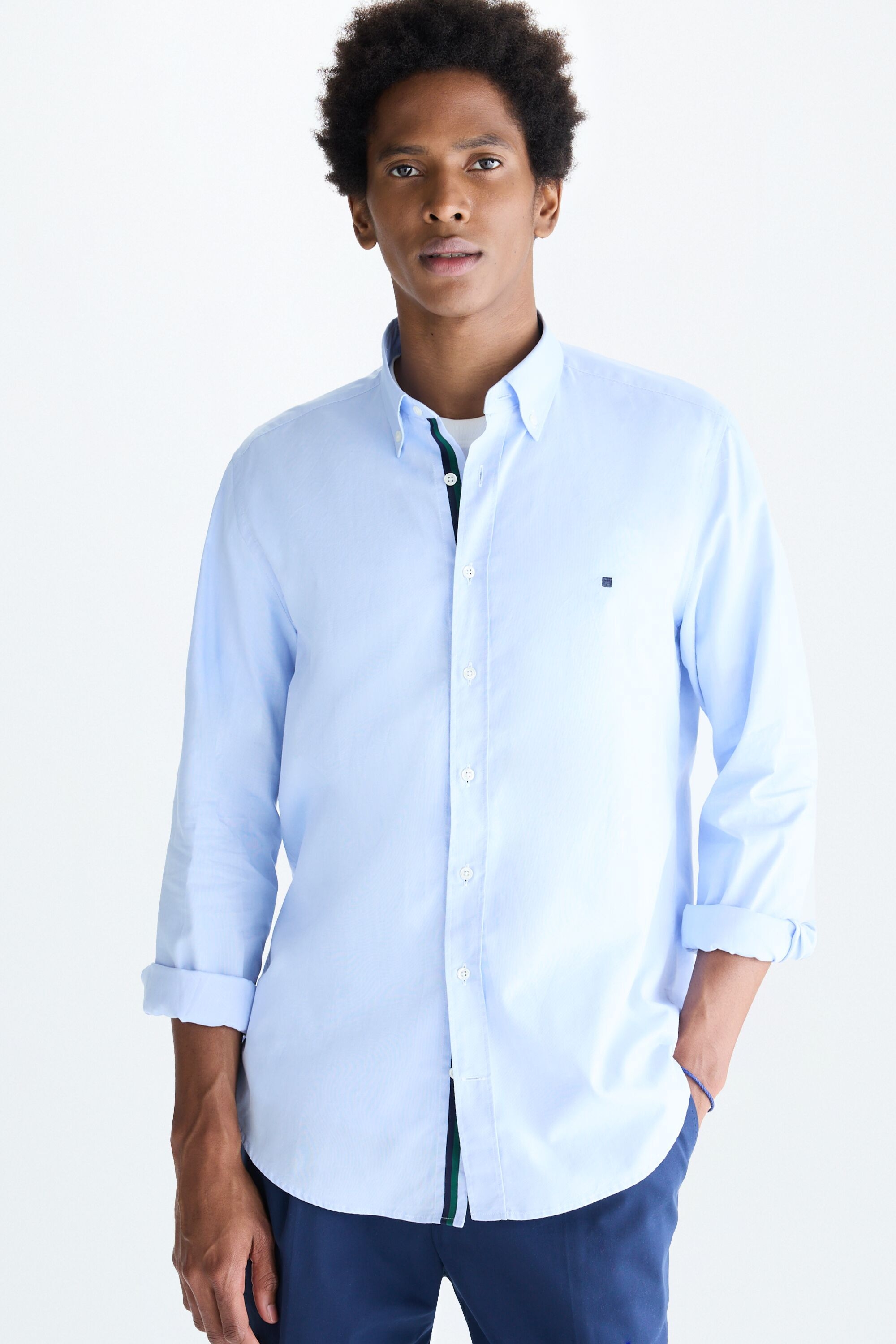 GROSGRAIN-TRIMMED OXFORD SHIRT