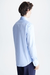 Spread collar textured cotton shirt