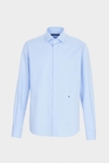 Spread collar textured cotton shirt