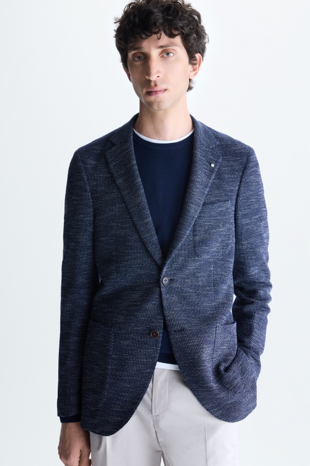 CHAQUETA RELAXED FIT ESTRUCTURA LANA JASPEADO