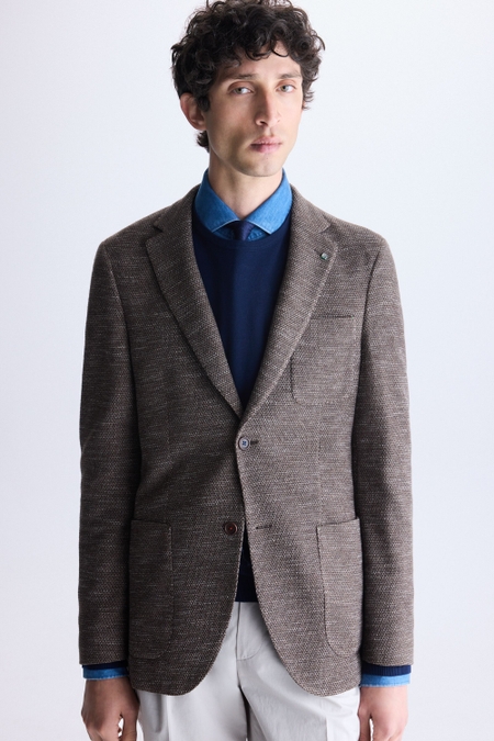 CHAQUETA RELAXED FIT ESTRUCTURA LANA JASPEADO
