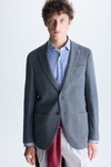 Textured cotton knit relaxed fit blazer