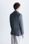 Textured cotton knit relaxed fit blazer