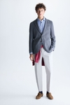 Textured cotton knit relaxed fit blazer