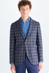 Chequered cotton wool relaxed fit blazer