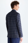 Chequered cotton wool relaxed fit blazer