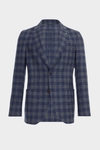 Chequered cotton wool relaxed fit blazer