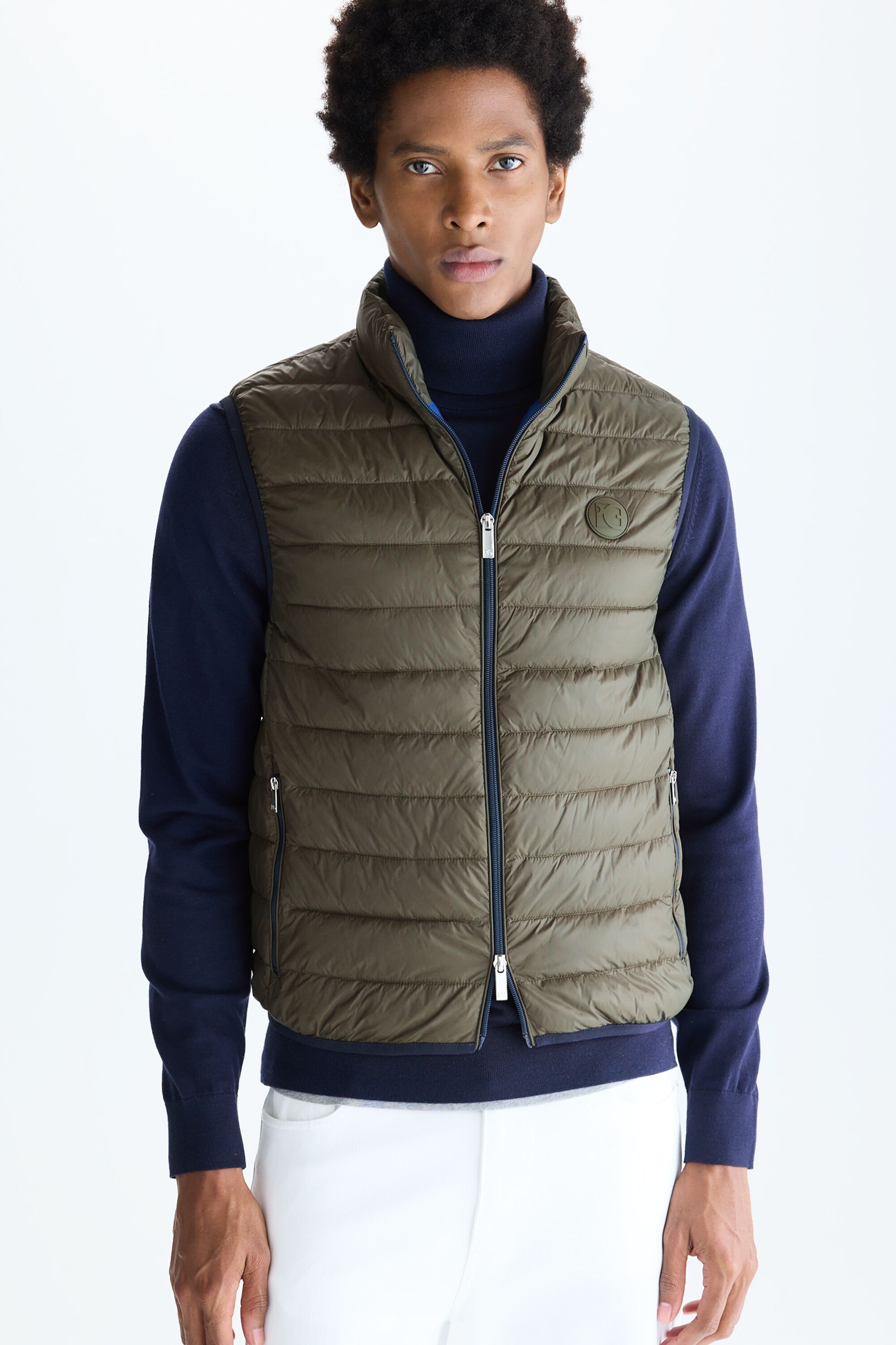 Quilted technical nylon gilet