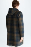 Chequered wool neoprene duffle coat