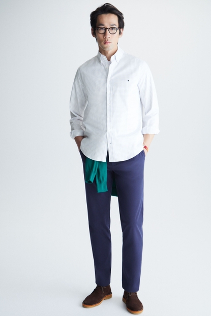 COTTON TWILL REGULAR FIT CHINO TROUSERS