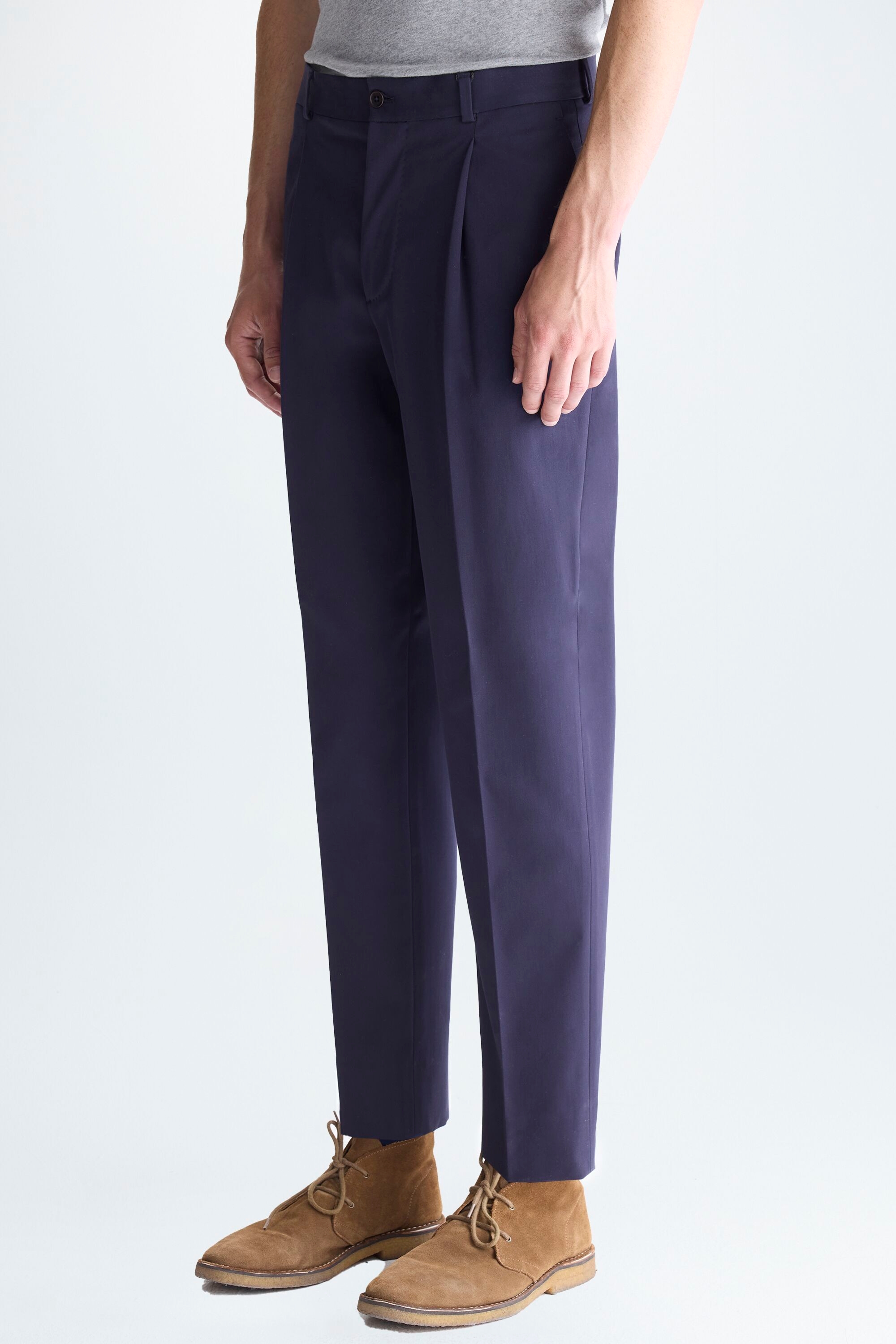 Cotton twill relaxed fit trousers