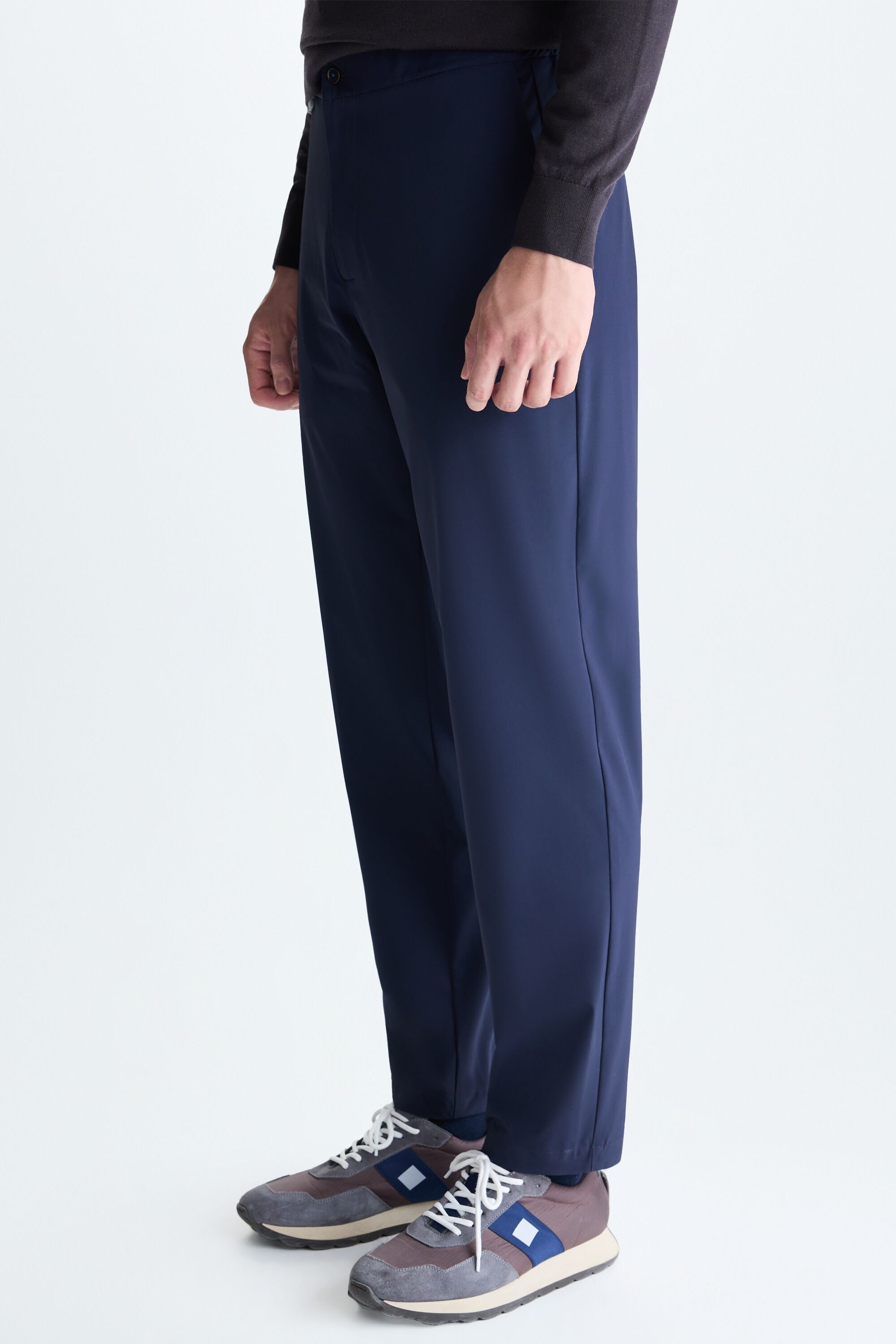 Technical nylon relaxed fit suit trousers