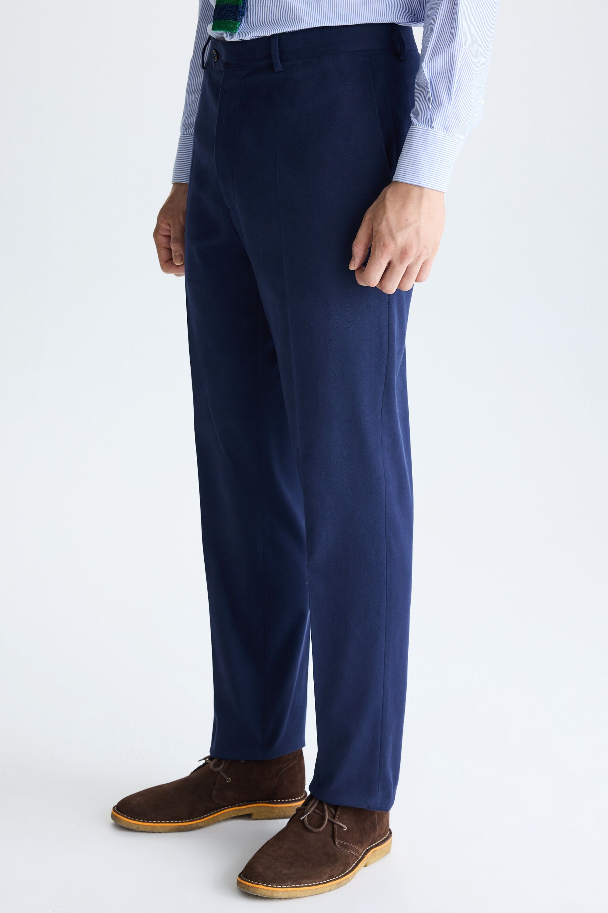 Twill classic fit suit trousers