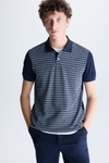 Origami print pique polo shirt