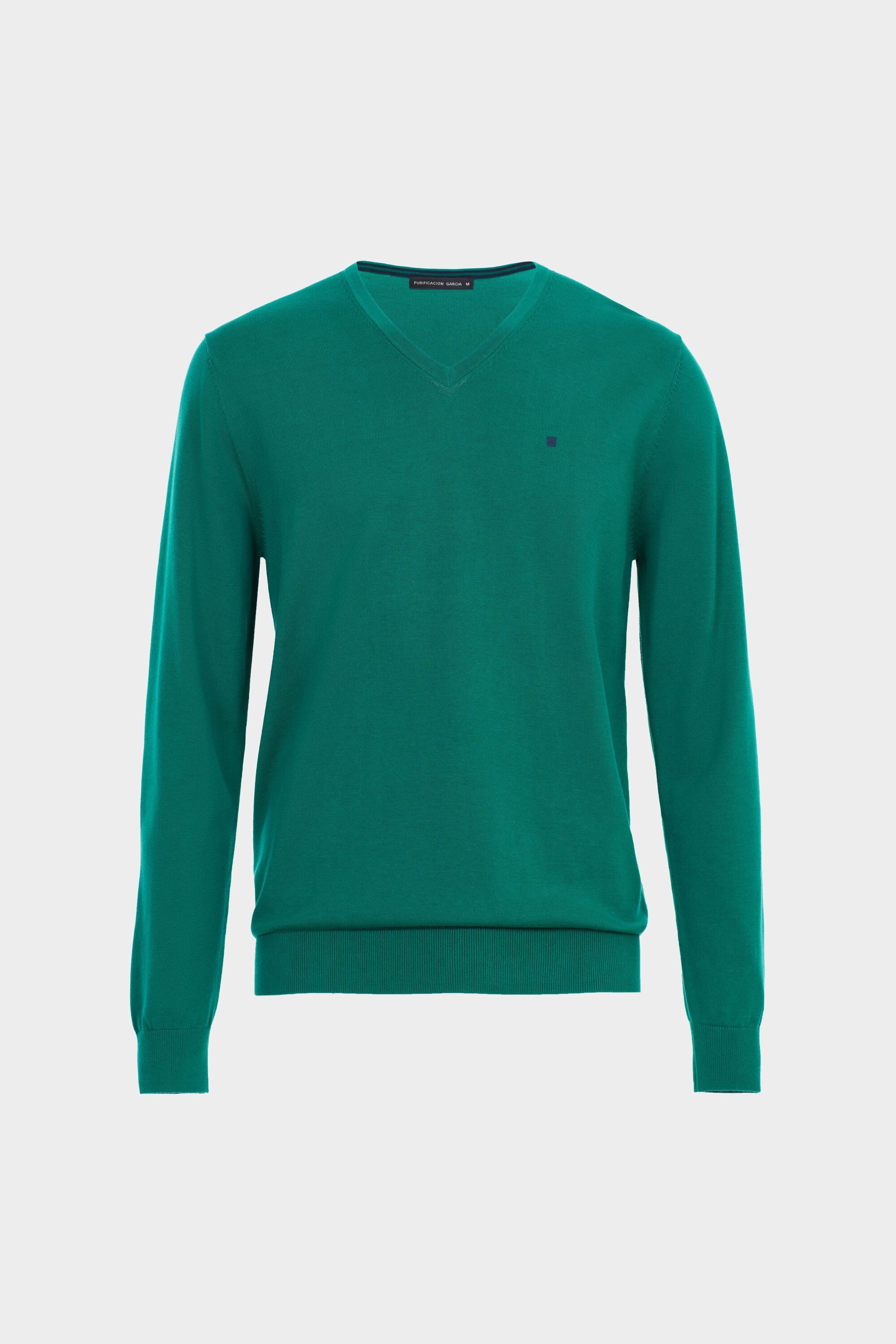 Men's Green Pima Cotton V-neck high quality Sweater