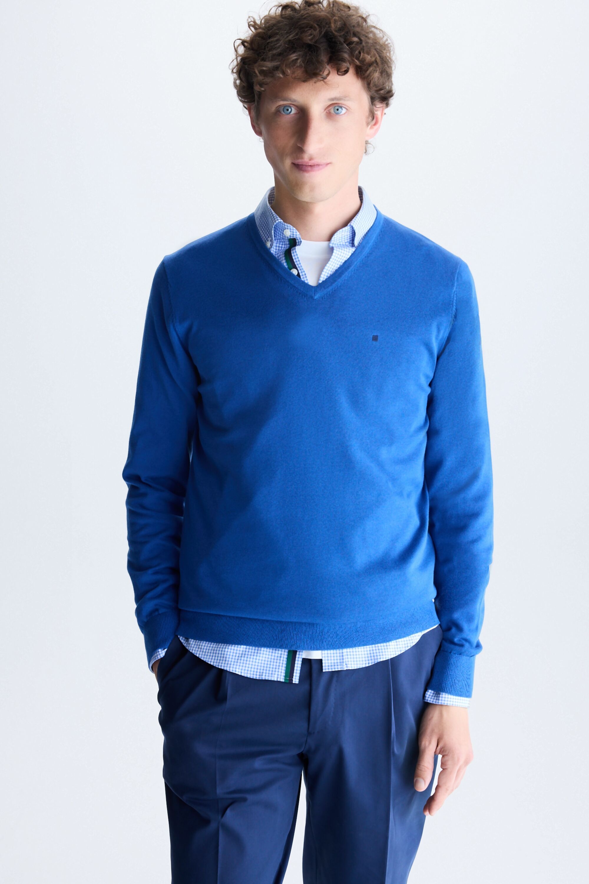 V-neck pima cotton sweater