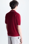 Contrast-tipped textured knit polo shirt