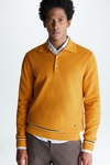 Polo collar textured cotton sweater