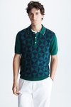 Origami textured knit polo shirt