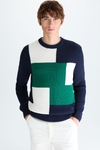 Jersey algodón intarsia Colorblock