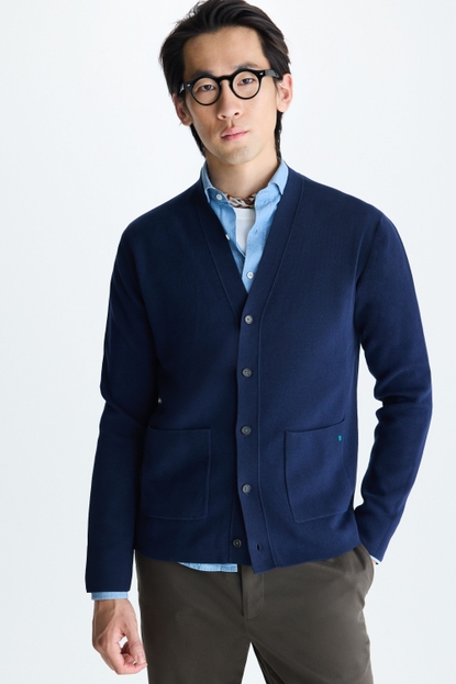 POCKET-DETAILED COTTON CARDIGAN