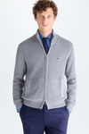 Stand collar cotton cardigan