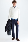 Polo collar textured cotton sweater