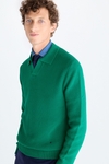 Polo collar textured cotton sweater