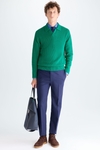 Polo collar textured cotton sweater