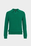 Polo collar textured cotton sweater