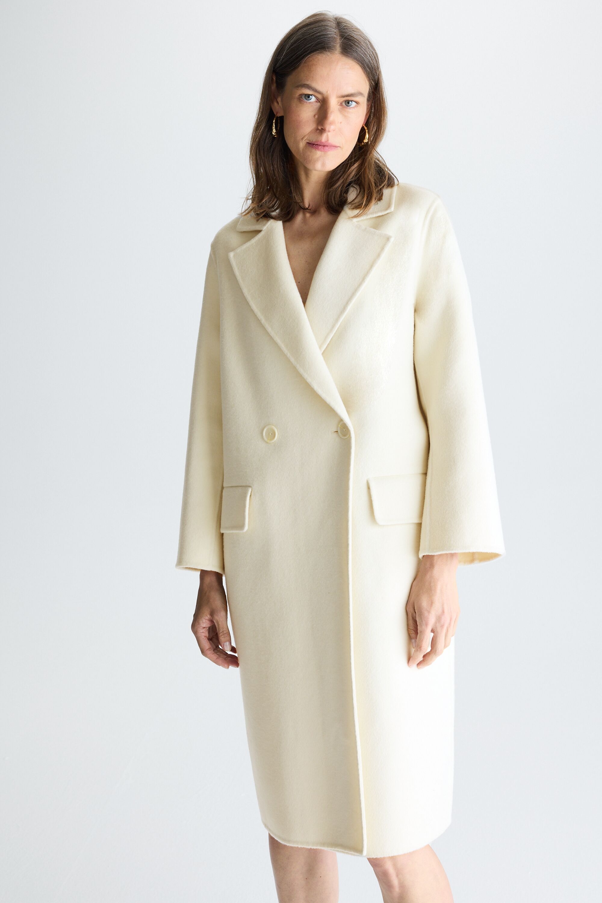 Double-faced wool double-breasted tailored coat