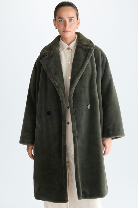 ABRIGO MIDI CRUZADO COCOON PELO