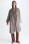 Chequered double-faced wool oversize wrap coat