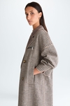 Chequered double-faced wool oversize wrap coat