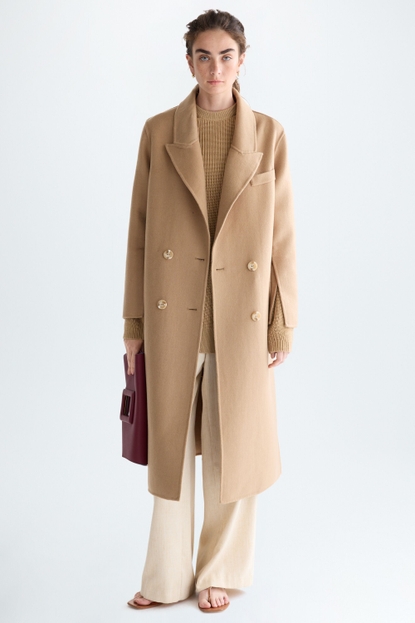 DOUBLE-FACED WOOL STRAIGHT-FIT TAILORED COAT