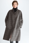 Chequered double-faced wool reversible coat