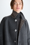 Chequered double-faced wool reversible coat