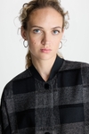 Chequered crepe oversize coat