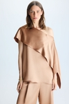 Satin asymmetric A-line top