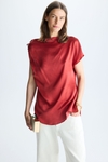 Cupro asymmetric straight-fit top