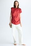 Cupro asymmetric straight-fit top