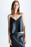 Strappy faux leather short top