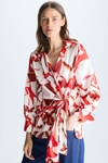 Cala Frida print twill wrap shirt