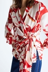 Cala Frida print twill wrap shirt