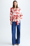 Cala Frida print twill wrap shirt