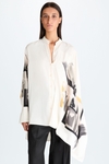 Cala print twill asymmetric oversize shirt