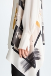 Cala print twill asymmetric oversize shirt