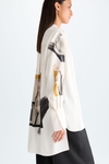 Cala print twill asymmetric oversize shirt